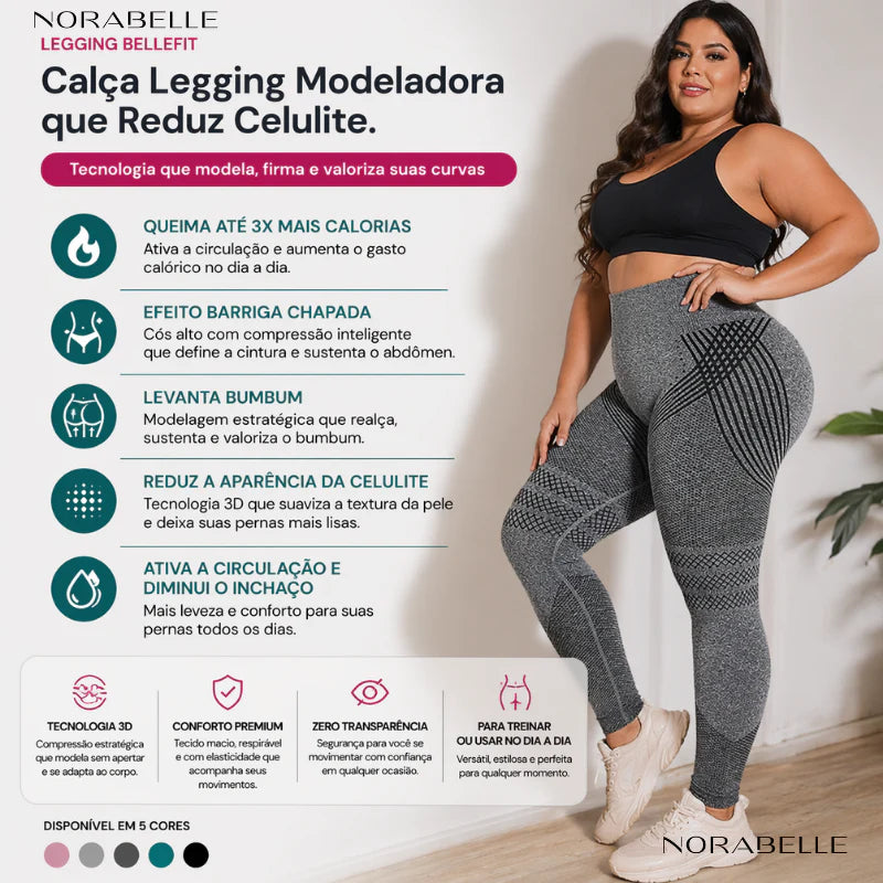 Legging Modeladora Anti-Celulite BelleFit™ 3D – Efeito Levanta Bumbum e Barriga Chapada