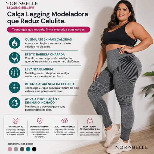 Legging Modeladora Anti-Celulite BelleFit™ 3D – Efeito Levanta Bumbum e Barriga Chapada