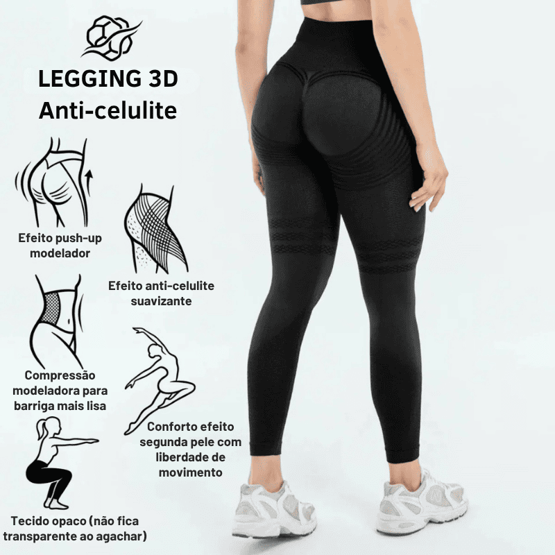 Legging Modeladora Anti-Celulite BelleFit™ 3D – Efeito Levanta Bumbum e Barriga Chapada