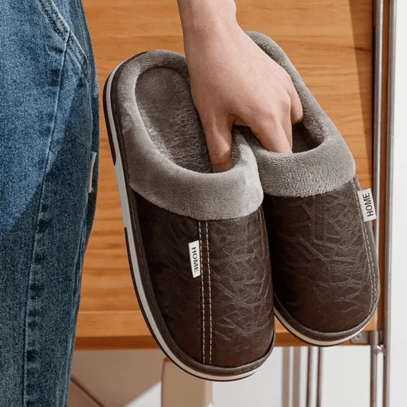 Premium Orthopaedic Leather Slippers – Lined Interior [Odour-neutral]