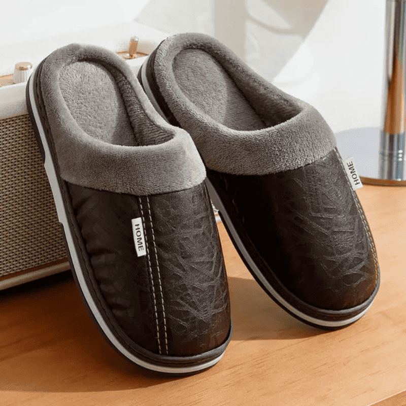 Premium Orthopaedic Leather Slippers – Lined Interior [Odour-neutral]
